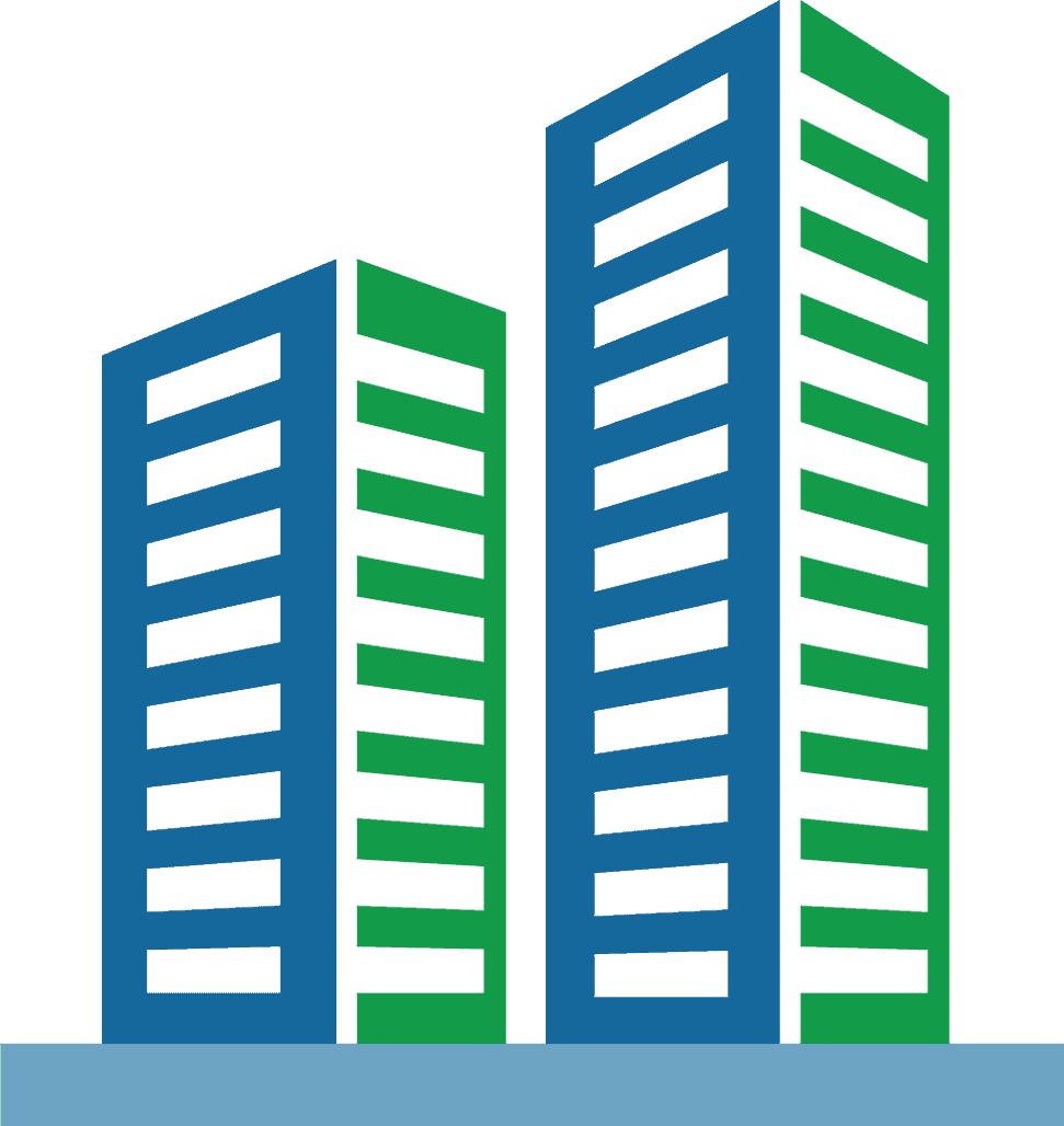 green and blue buildings graphic transparent